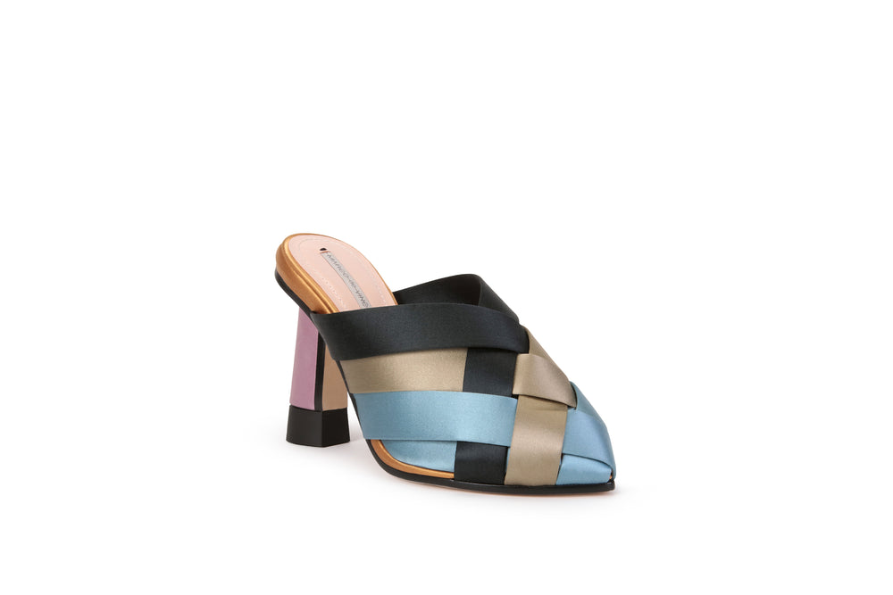 Multicolor satin sabot