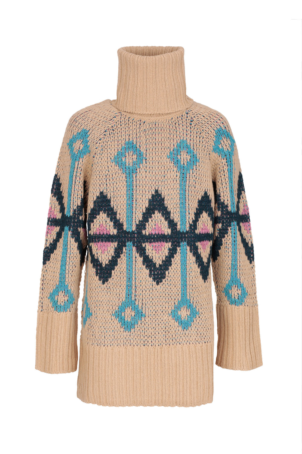 Maxi Shetland Jacquard-Knit Turtleneck Jumper