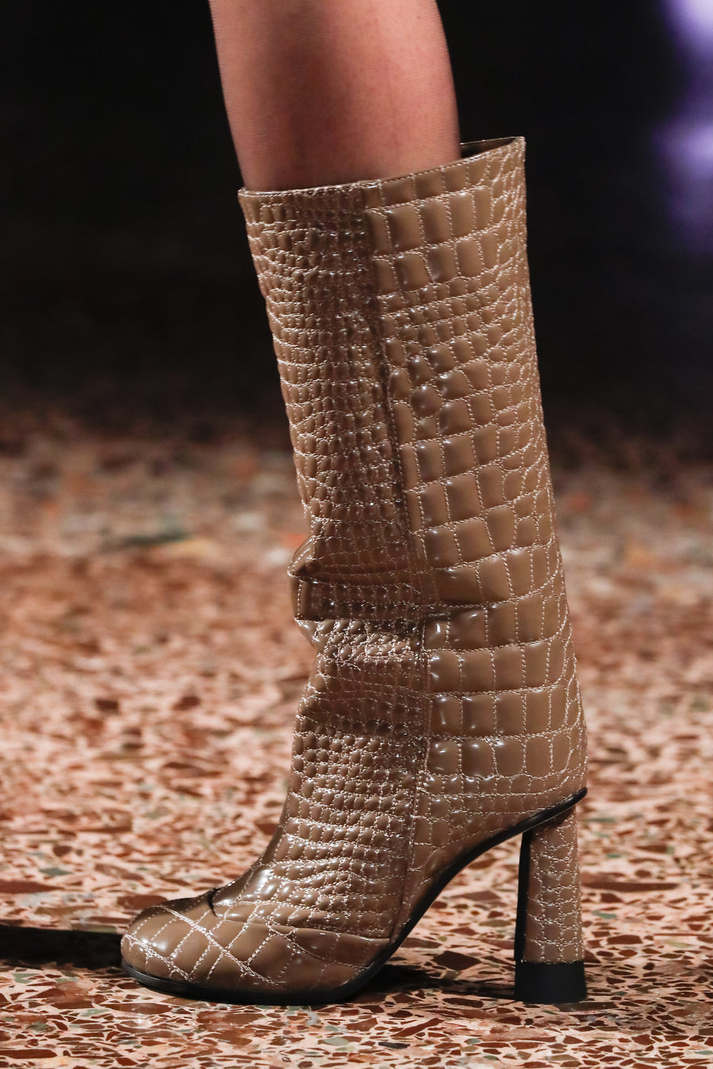 Croc-quilted Patent Eco-leather Boots