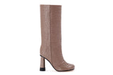 Croc-quilted Patent Eco-leather Boots