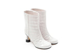 Croc-quilted Patent Eco-Leather Ankle Boots