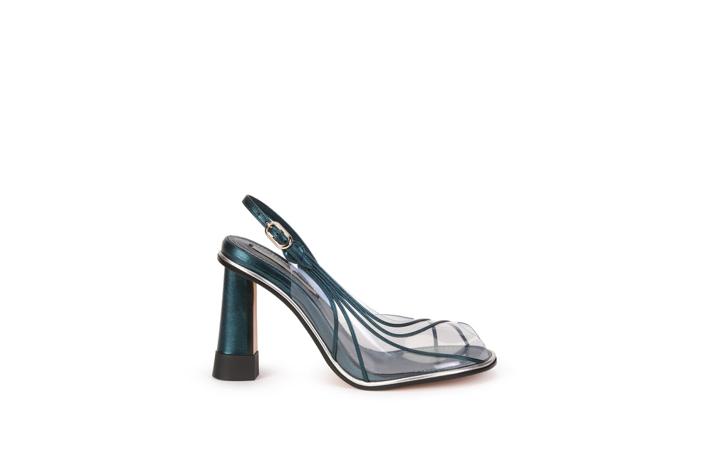 Pvc and leather slingback