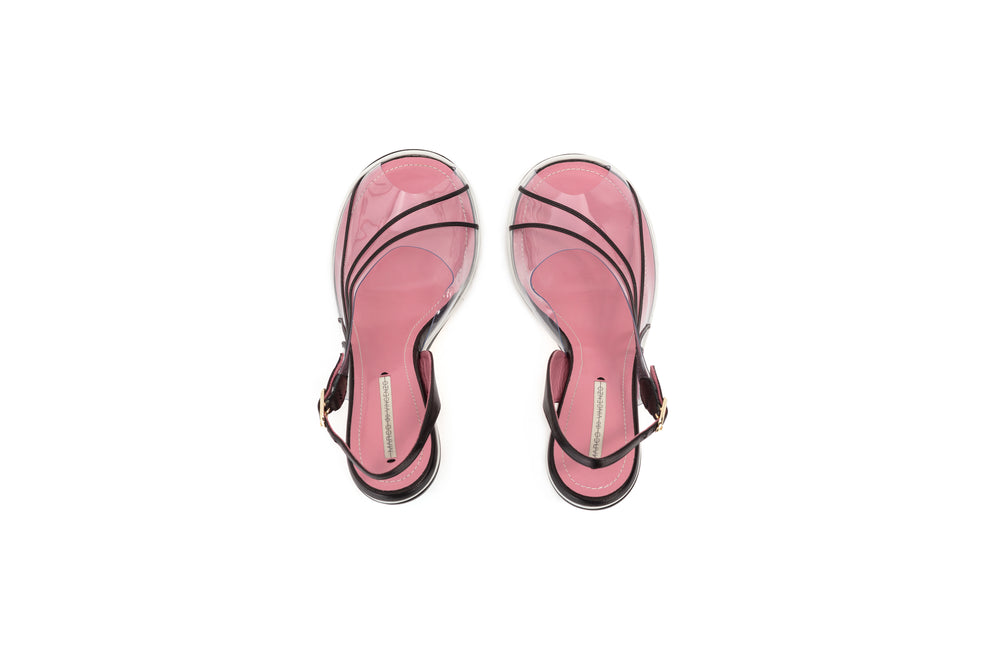 Pvc and leather slingback